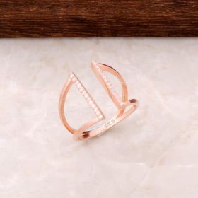 Zirkonový růžový stříbrný prsten 993