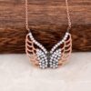 Zircon Stone Angel Wing Ros Silver Necklace 2392
