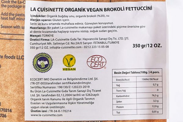 La-Cuisinette, Organic & Vegan Fettuccini with Broccoli, 12.34oz - 350g