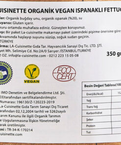 „La-Cuisinette“, ekologiški ir veganiški fettuccini su špinatais, 12.34oz - 350g