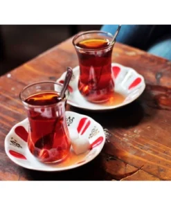 Traditional Red Turkish Tea Saucers, 6 pieces
