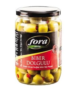 Olives verdes farcides de pebrot vermell, 14 oz - 400gr
