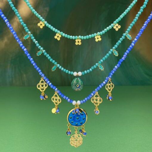 3 in 1 Mardin Assyrian Necklace (Blue)