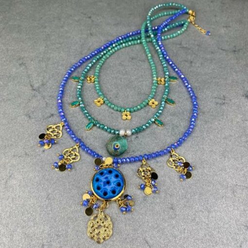 3 in 1 Mardin Assyrian Necklace (Blue)