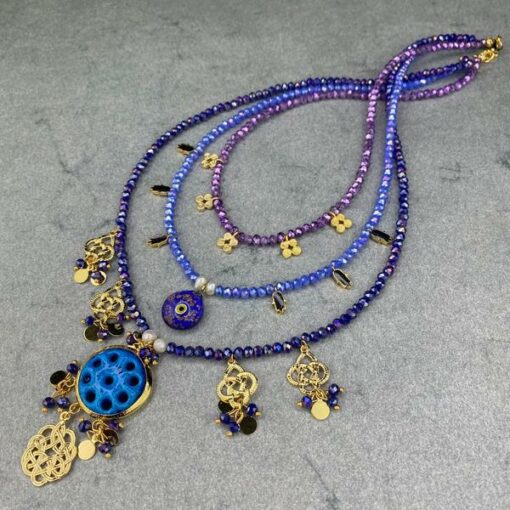 Asyrský náhrdelník 3 v 1 (modrý)