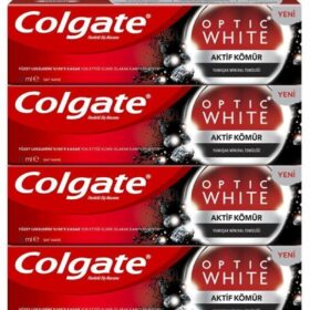 Colgate Optic לבן פחם פעיל מינרלי רך ניקוי משחת שיניים הלבנת 4 x 50 מ"ל פחם פעיל לבן