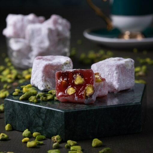 Turkish Delight med granatæble og pistacie, 35.27 oz - 1 kg