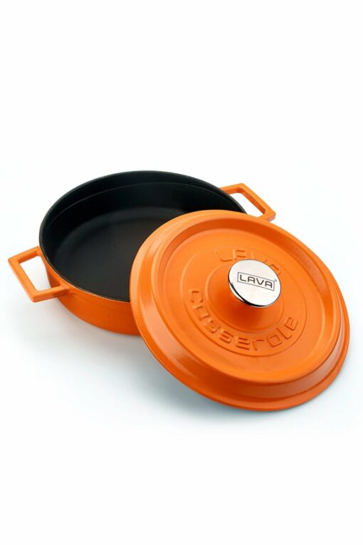 Cast Iron Round Pot, Matte Orange, 24 cm