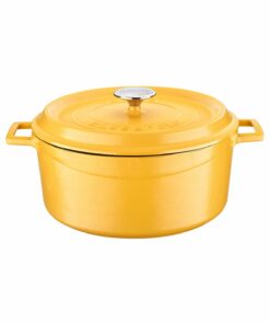 Cast Iron Round Pot, Matte Yellow, 28 cm