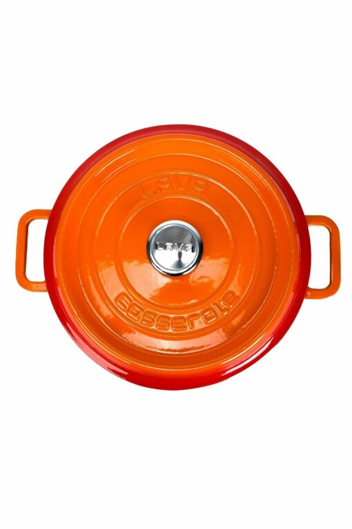 Cast Iron Round Pot, Orange, 28 cm