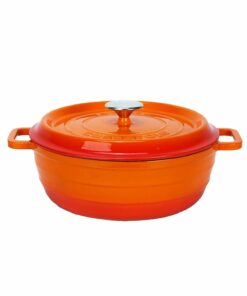 Cast Iron Round Pot, Orange, 28 cm