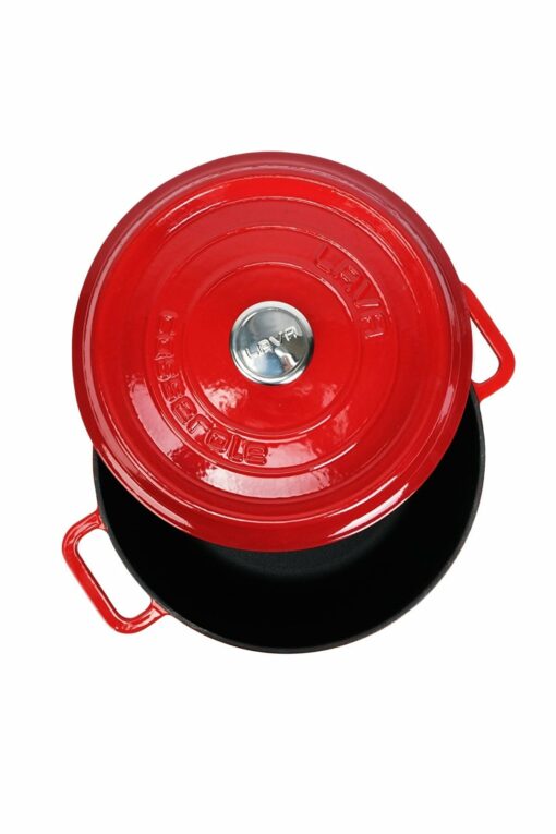 Чугунена кръгла тенджера, червена, 28 см