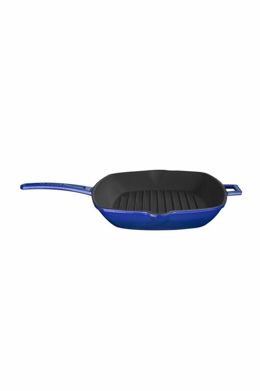 Casting Grill Pan with Metal Handle, Blue, Size 26x32cm