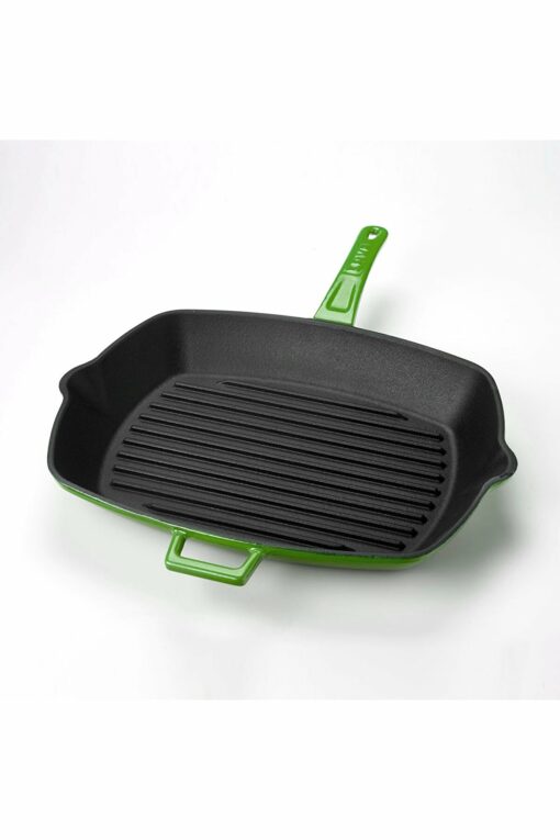 Casting Grill Pan with Metal Handle, Green, Size 26x32cm