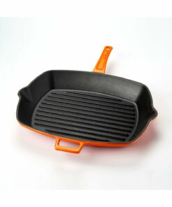 Casting Grill Pan with Metal Handle, Orange, Size 26x32cm