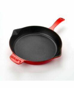 Poêle à frire en fonte avec manche en métal, rouge, 28 cm