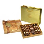 Gold Colored Gift Chocolates in Satin Box