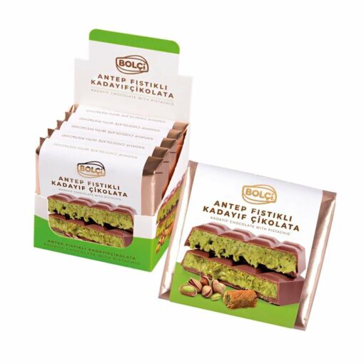 Dubai Chocolate with Pistachio Cream & Kunafa Filling – Bolci, 3.53oz - 100g